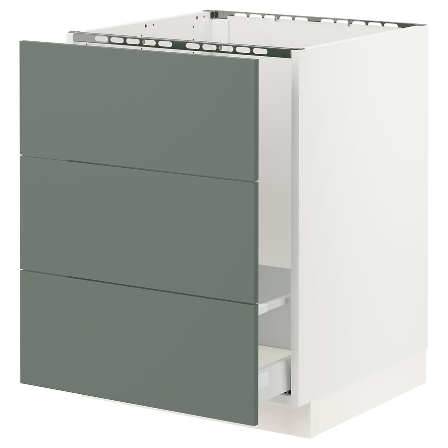 SEKTION base f/sink & waste sorting, white Maximera/Bodarp graygreen, 61x61x76 cm