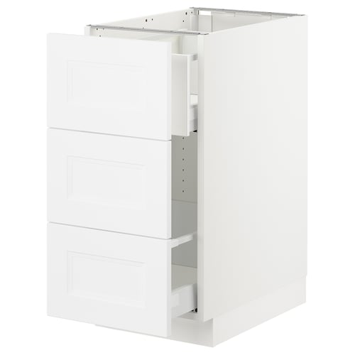 White SEKTION kitchen cabinet, rectangular with open top.