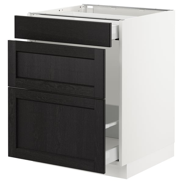 SEKTION Base cabinet for recycling, white Maximera/Lerhyttan black stained, 24x24x30 "