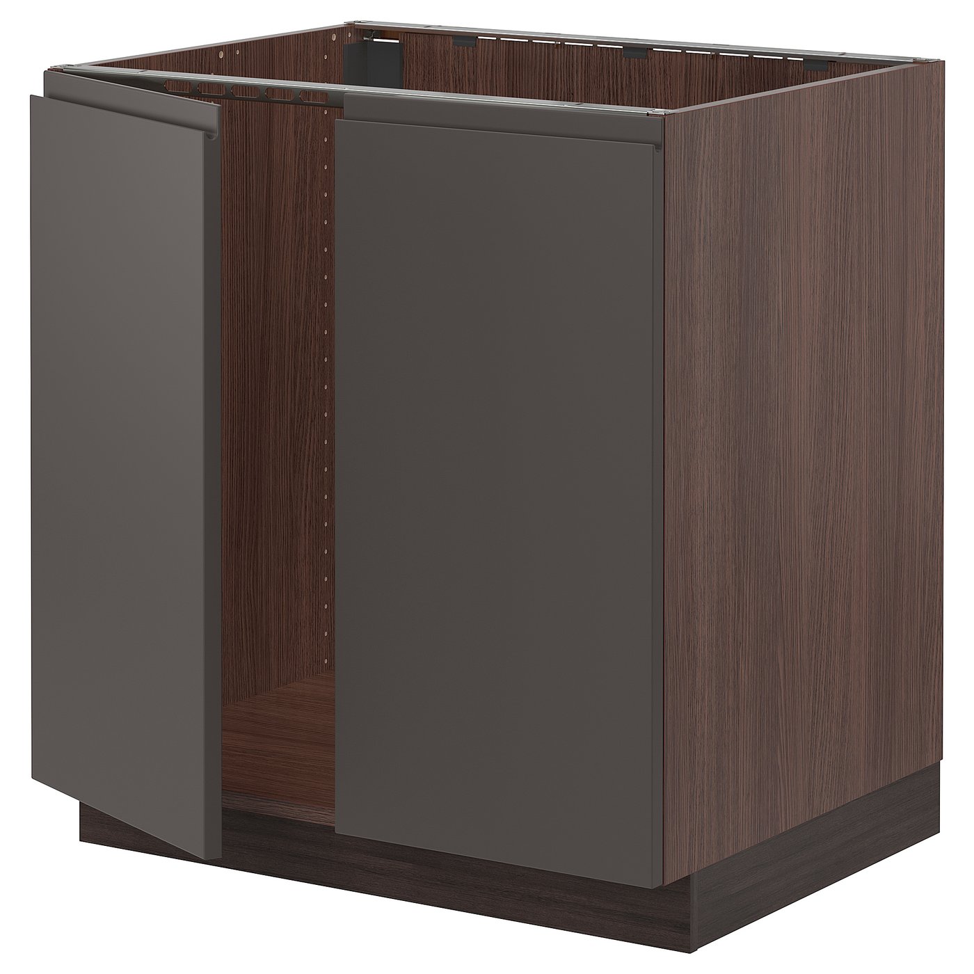 SEKTION Base for sink + 2 doors, brown/Voxtorp dark gray