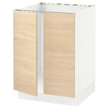 SEKTION Base cabinet for sink + 2 doors, white/Askersund light ash effect, 24x24x30 "