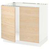 SEKTION Base cabinet for sink + 2 doors, white/Askersund light ash effect, 36x24x30 "
