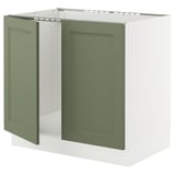 SEKTION Base cabinet for sink + 2 doors, white/Axstad gray-green, 36x24x30 "