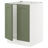 SEKTION Base cabinet for sink + 2 doors, white/Axstad gray-green, 24x24x30 "
