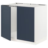 SEKTION Base cabinet for sink + 2 doors, white Axstad/matte blue, 36x24x30 "