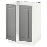 SEKTION Base cabinet for sink + 2 doors, white/Bodbyn gray, 24x24x30 "