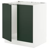 SEKTION Base cabinet for sink + 2 doors, white/Havstorp deep green, 30x24x30 "
