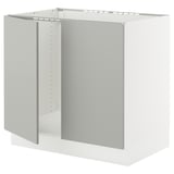 SEKTION Base cabinet for sink + 2 doors, white/Havstorp light gray, 36x24x30 "