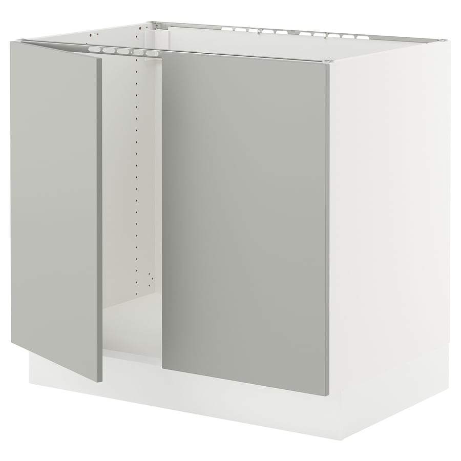 SEKTION base cabinet for sink + 2 doors, white/Havstorp light gray ...