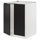 SEKTION Base cabinet for sink + 2 doors, white/Upplöv matt anthracite, 24x24x30 "