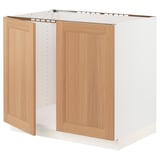 SEKTION Base cabinet for sink + 2 doors, white/Vedhamn oak, 36x24x30 "