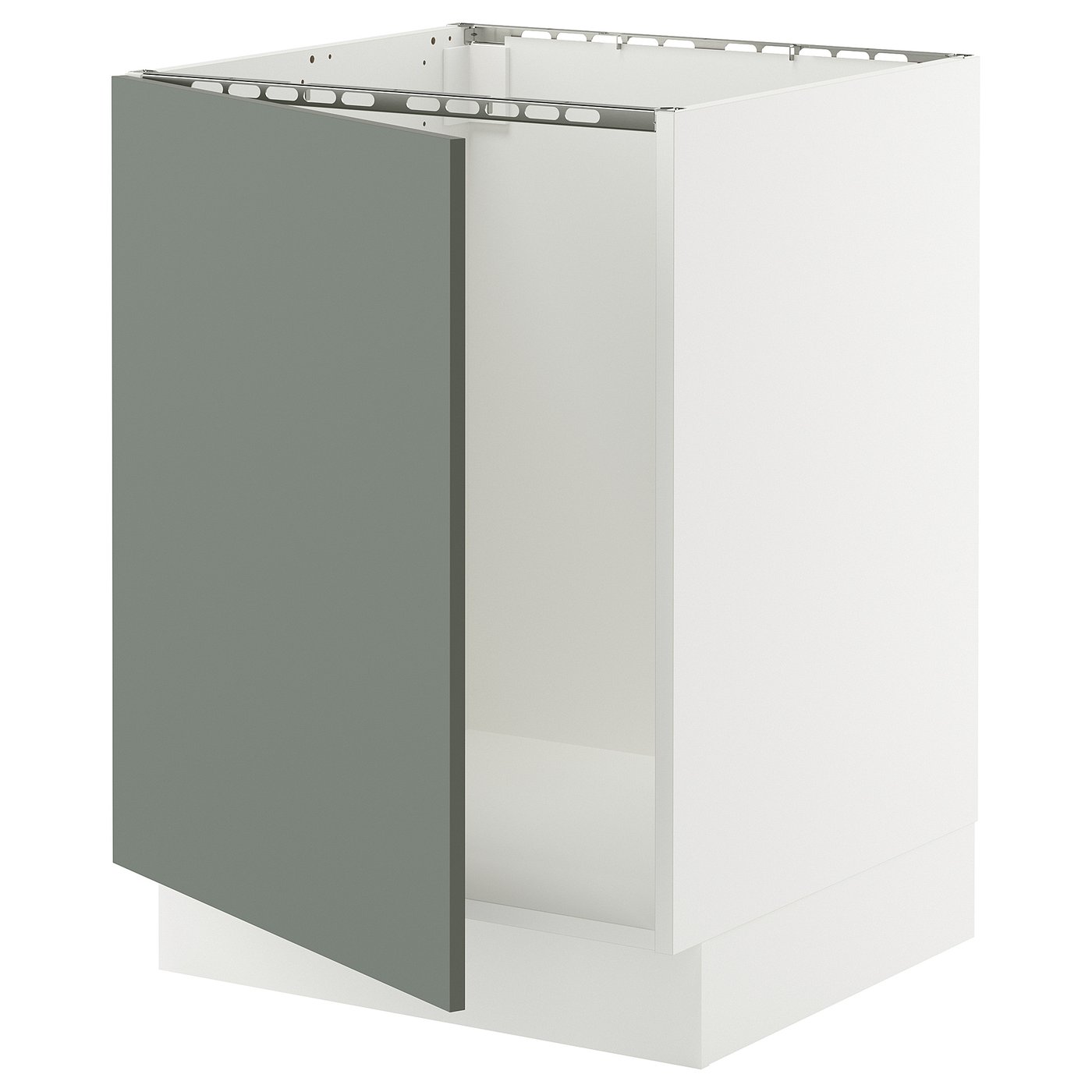 SEKTION base cabinet for sink, white/Nickebo matt grey-green