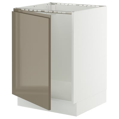 SEKTION Base cabinet for sink, white/Voxtorp high-gloss dark grey-brown, 24x24x30 "