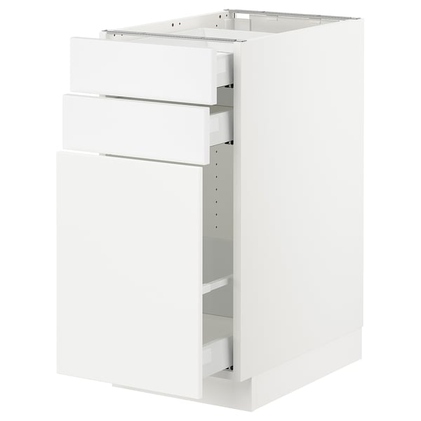 SEKTION Base cabinet/p-out storage/2 drawer, white Maximera/Axstad matt white, 15x24x30 "