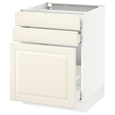 SEKTION Base cabinet/p-out storage/2 drawer, white Maximera/Bodbyn off-white, 24x24x30 "