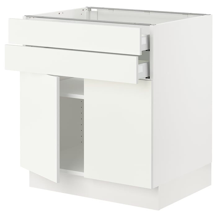 SEKTION base w 2 doors/2 drawers, white/Vallstena white