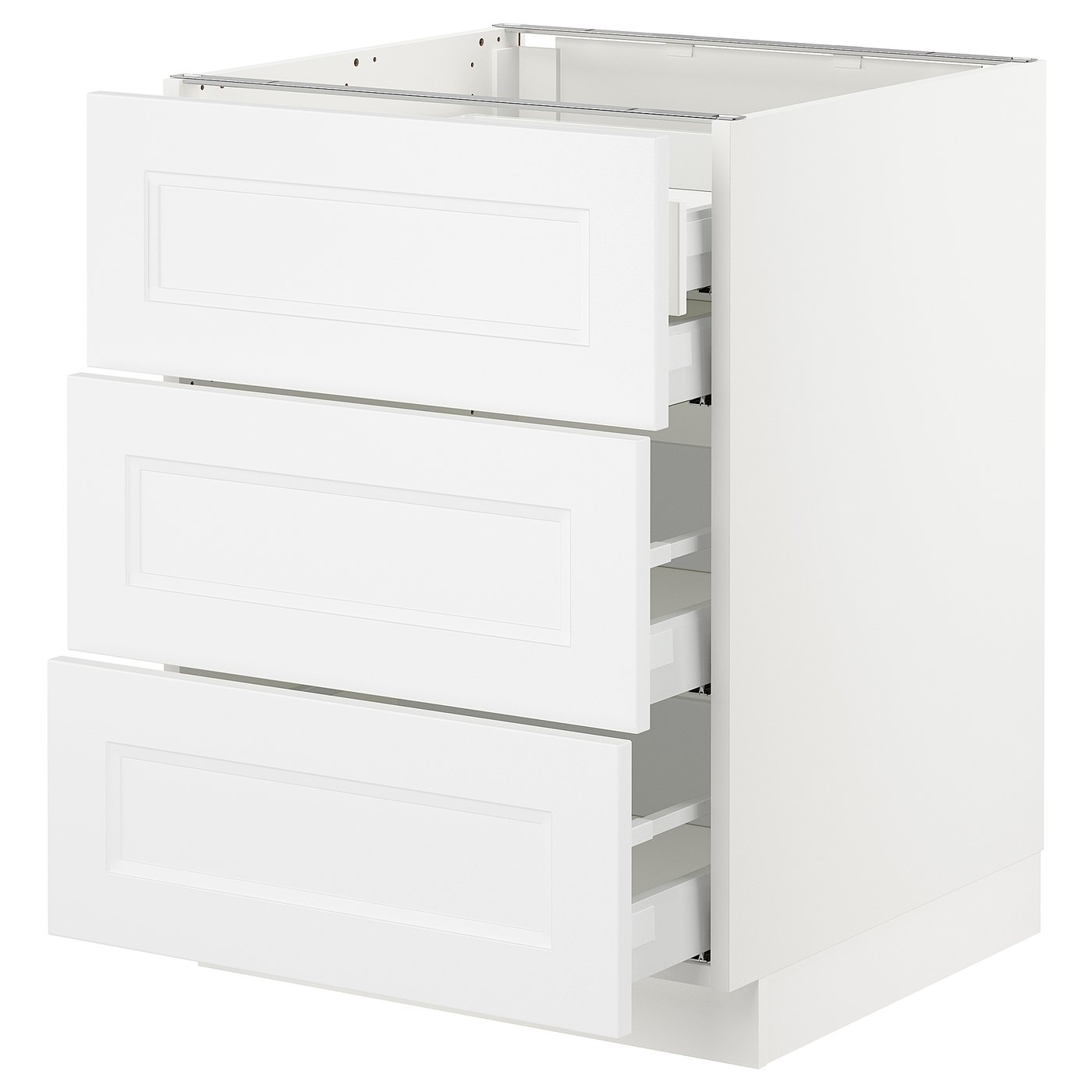 SEKTION base cabinet w/3 fronts & 4 drawers, white Maximera