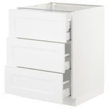 SEKTION Base cabinet w/3 fronts & 4 drawers, white Maximera/Axstad matt white, 24x24x30 "