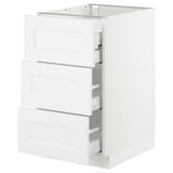 SEKTION Base cabinet w/3 fronts & 4 drawers, white Maximera/Axstad matt white, 18x24x30 "