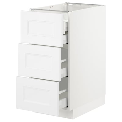 SEKTION Base cabinet w/3 fronts & 4 drawers, white Maximera/Axstad matt white, 15x24x30 "
