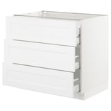 SEKTION Base cabinet w/3 fronts & 4 drawers, white Maximera/Axstad matt white, 36x24x30 "