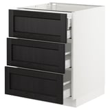 SEKTION Base cabinet w/3 fronts & 4 drawers, white Maximera/Lerhyttan black stained, 24x24x30 "