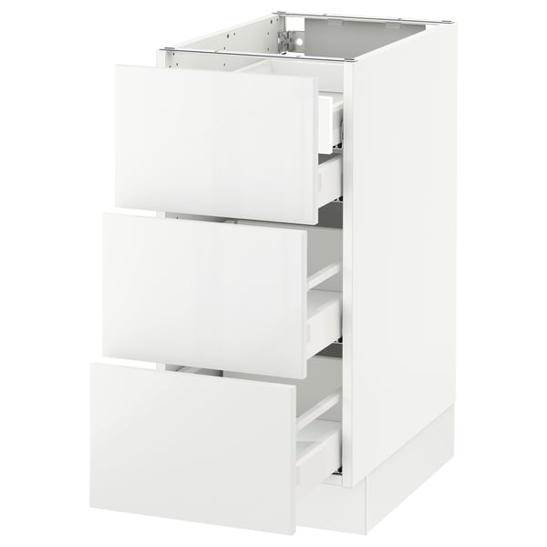 SEKTION Base cabinet w/3 fronts & 4 drawers, white Maximera/Ringhult white, 15x24x30 "
