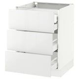 SEKTION Base cabinet w/3 fronts & 4 drawers, white Maximera/Ringhult white, 24x24x30 "
