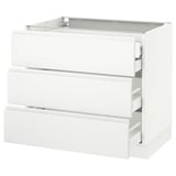 SEKTION Base cabinet w/3 fronts & 4 drawers, white Maximera/Voxtorp matt white, 36x24x30 "