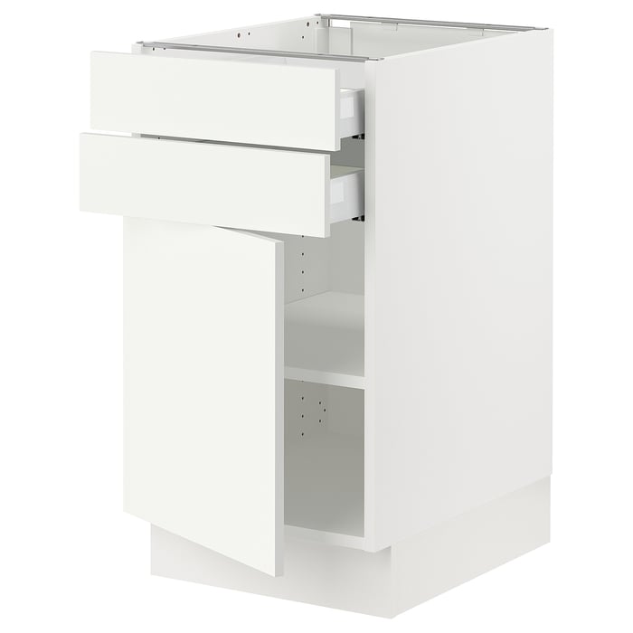 SEKTION base cabinet w door/2 drawers, white/Vallstena white, 46x61x76 ...