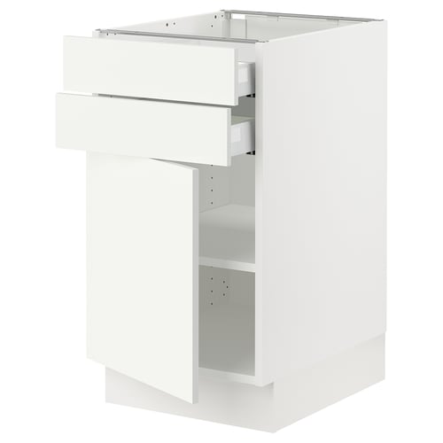 SEKTION kitchen cabinet in white with 2 drawers, sleek design, full-extension drawers.