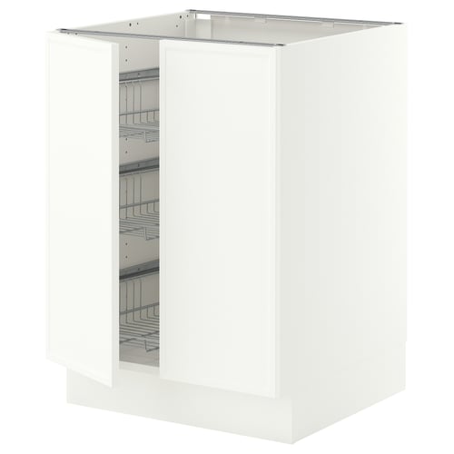 SEKTION Base cabinet w wire basket/2 doors, white/Aspudden matt white, 24x24x30 "