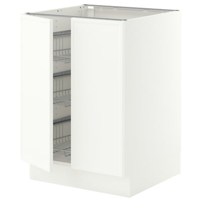 SEKTION Base cabinet w wire basket/2 doors, white/Aspudden matt white, 24x24x30 "