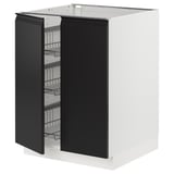 SEKTION Base cabinet w wire basket/2 doors, white/Upplöv matt anthracite, 24x24x30 "