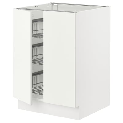 SEKTION Base cabinet w wire basket/2 doors, white/Vallstena white, 24x24x30 "