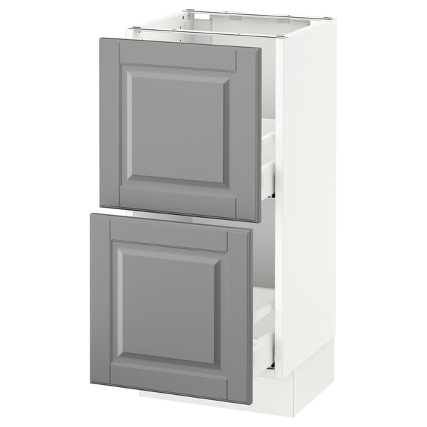 SEKTION Base cabinet with 2 drawers, white Maximera/Bodbyn gray, 15x15x30 "