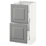 SEKTION Base cabinet with 2 drawers, white Maximera/Bodbyn gray, 15x15x30 "
