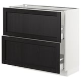 SEKTION Base cabinet with 2 drawers, white Maximera/Lerhyttan black stained, 36x15x30 "
