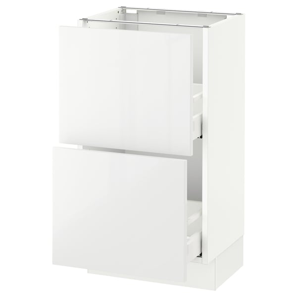SEKTION white kitchen cabinet, glossy, rectangular, 2 doors, 2 drawers.