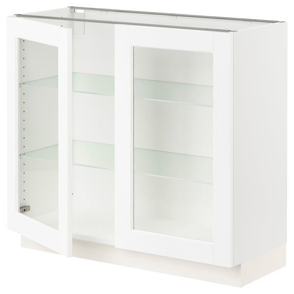 SEKTION Base cabinet with 2 glass doors, white Enköping/white wood effect, 36x15x30 "