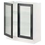 SEKTION Base cabinet with 2 glass doors, white/Hejsta anthracite reeded glass, 30x15x30 "