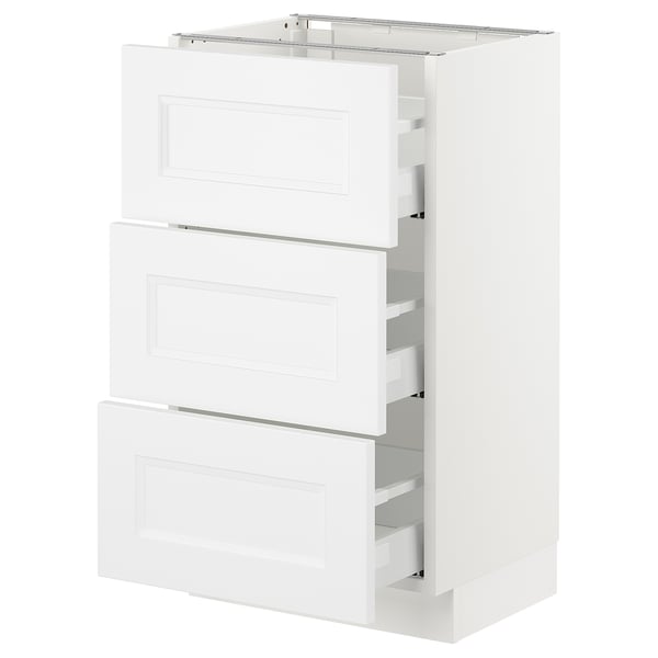 SEKTION Base cabinet with 3 drawers, white Maximera/Axstad matt white, 18x15x30 "