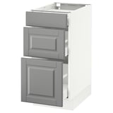 SEKTION Base cabinet with 3 drawers, white Maximera/Bodbyn gray, 15x24x30 "