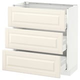 SEKTION Base cabinet with 3 drawers, white Maximera/Bodbyn off-white, 30x15x30 "