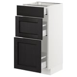 SEKTION Base cabinet with 3 drawers, white Maximera/Lerhyttan black stained, 15x15x30 "