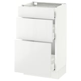 SEKTION Base cabinet with 3 drawers, white Maximera/Ringhult white, 18x15x30 "