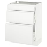 SEKTION Base cabinet with 3 drawers, white Maximera/Voxtorp matt white, 24x15x30 "