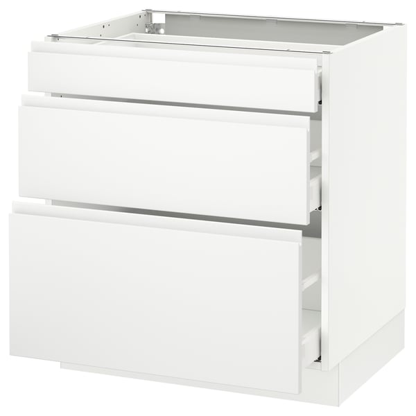 SEKTION Base cabinet with 3 drawers, white Maximera/Voxtorp matt white, 30x24x30 "