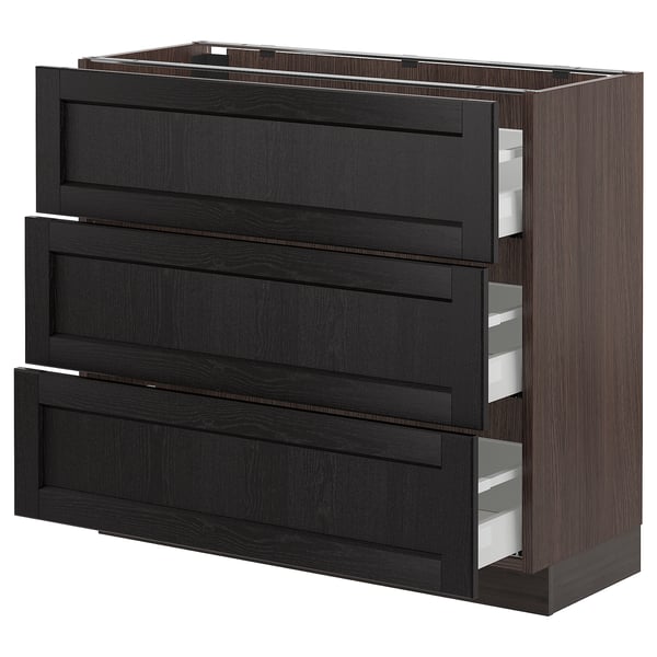 SEKTION Base cabinet with 3 drawers, brown Maximera, Lerhyttan black stained, 36x15x30". Shop ...