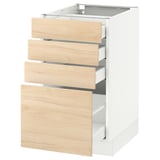 SEKTION Base cabinet with 4 drawers, white Maximera/Askersund light ash effect, 18x24x30 "